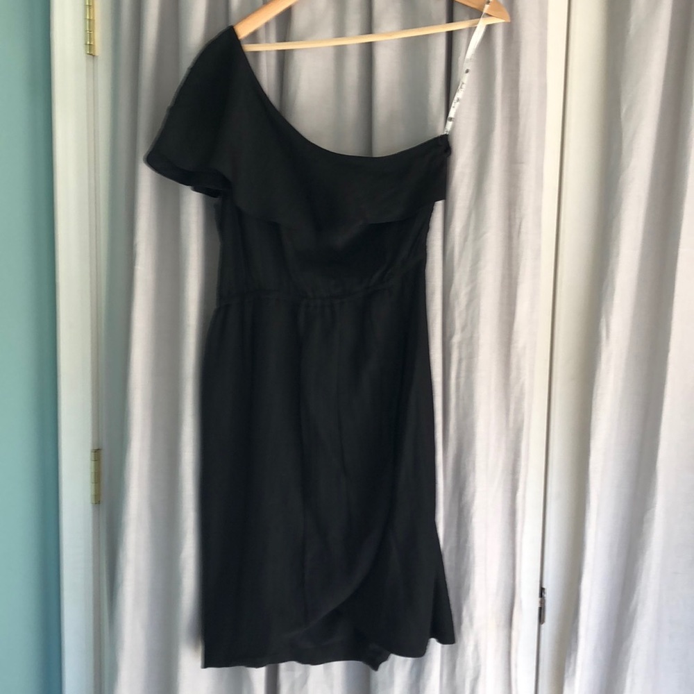 One sleeve black cocktail dress